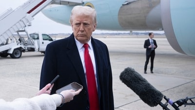 US President Donald Trump speaks to the press about the conflict in Ukraine before boarding Air Force One at Andrews Air Force Base March 14, 2025, in Maryland. (AFP) US President Donald Trump speaks to the press about the conflict in Ukraine before boarding Air Force One at Andrews Air Force Base March 14, 2025, in Maryland. (AFP)