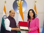 Defence minister Rajnath Singh during a meeting with USA’s Director of National Intelligence Tulsi Gabbard in Delhi. (@SpokespersonMoD) Defence minister Rajnath Singh during a meeting with USA’s Director of National Intelligence Tulsi Gabbard in Delhi. (@SpokespersonMoD)