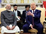 FILE PHOTO: U.S. President Donald Trump meets with Indian Prime Minister Narendra Modi at the White House in Washington, D.C., U.S., February 13, 2025.