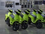 Ola Electric's S1 Air e-scooters are pictured inside its manufacturing facility in Pochampalli in the southern state of Tamil Nadu, August 15, 2023.