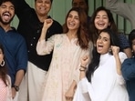 Samantha Ruth Prabhu poses with her team. Samantha Ruth Prabhu poses with her team.