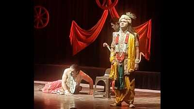 An act in play on the opening day of Regional Drama Festival in Lucknow on Monday (HT)