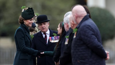 Britain's Catherine, Princess of Wales, is greeted during St. Patrick's Day Parade at Wellington Barracks in London, Britain, March 17, 2025. REUTERS/Isabel Infantes (REUTERS)