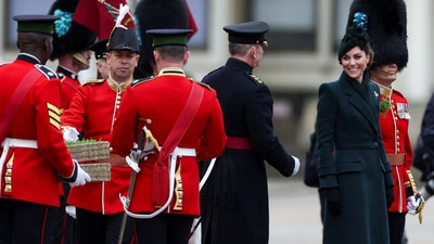 Britain's Catherine, Princess of Wales, attends St. Patrick's Day Parade at Wellington Barracks in London, Britain, March 17, 2025. REUTERS/Isabel Infantes (REUTERS)