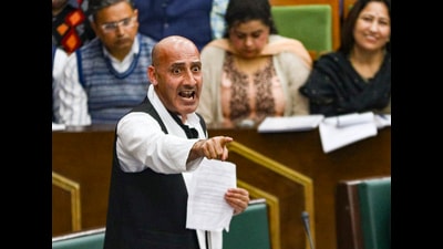 Congress MLA Iftkar Ahmed speaks in the House during the budget session of J&K assembly in Jammu on Monday. (PTI) Congress MLA Iftkar Ahmed speaks in the House during the budget session of J&K assembly in Jammu on Monday. (PTI)
