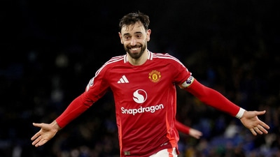 Bruno Fernandes reacted to Roy Keane's criticism after the Red Devils' 3-0 win against Leicester City. (REUTERS)