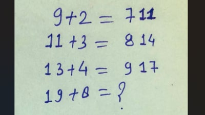 Users on X were left confused by a maths brain teaser with unconventional equation. (X/@jitendra789789) Users on X were left confused by a maths brain teaser with unconventional equation. (X/@jitendra789789)