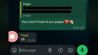 A woman congratulated her dad on his bar council licence, only to get a classic ‘OK’ reply. (Reddit/adashelby0) A woman congratulated her dad on his bar council licence, only to get a classic ‘OK’ reply. (Reddit/adashelby0)