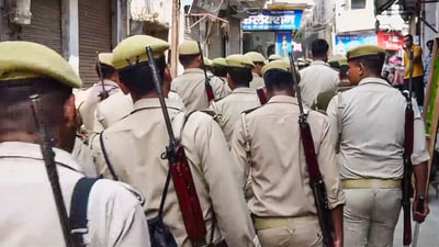 Amid the tense situations, the whitewashing of the Shahi Jama Masjid in Sambhal also began on Sunday. (PTI) Amid the tense situations, the whitewashing of the Shahi Jama Masjid in Sambhal also began on Sunday. (PTI)