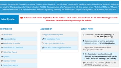 TS PGECET 2025 registration begins today at pgecet.tgche.ac.in (Official website, screenshot ) TS PGECET 2025 registration begins today at pgecet.tgche.ac.in (Official website, screenshot )