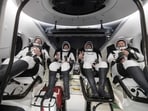 Astronauts Thomas Pesquet, Megan McArthur, Shane Kimbrough, and Aki Hoshide (L-R) returned to Earth on November 8, 2021 on SpaceX's Dragon spacecraft.