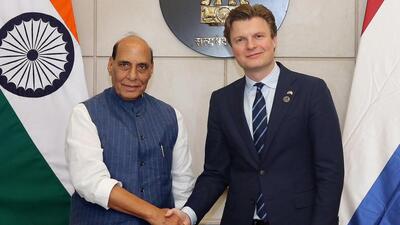 Defence minister Rajnath Singh and his Dutch counterpart Ruben Brekelmans also discussed boosting bilateral cooperation in areas (X/rajnathsingh) Defence minister Rajnath Singh and his Dutch counterpart Ruben Brekelmans also discussed boosting bilateral cooperation in areas (X/rajnathsingh)
