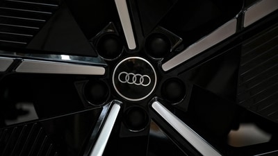 The company logo of Germany's car producer Audi is seen on a wheel of a new car pictured in headquarters in Ingolstadt, southern Germany, on August 24, 2023. (Christof Stache/AFP) The company logo of Germany's car producer Audi is seen on a wheel of a new car pictured in headquarters in Ingolstadt, southern Germany, on August 24, 2023. (Christof Stache/AFP)