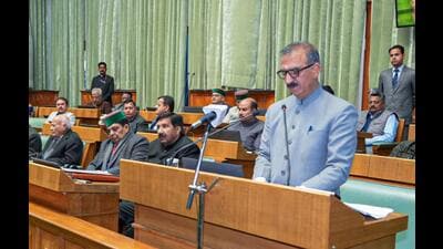 Himachal Pradesh chief minister Sukhvinder Singh Sukhu in state assembly. (ANI) Himachal Pradesh chief minister Sukhvinder Singh Sukhu in state assembly. (ANI)