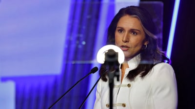 U.S. Director of National Intelligence Tulsi Gabbard addresses a gathering during Raisina Dialogue in New Delhi, India, March 18, 2025. (REUTERS)