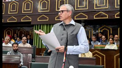 Jammu and Kashmir chief minister Omar Abdullah speaks during the Budget session in Jammu on Tuesday. (ANI) Jammu and Kashmir chief minister Omar Abdullah speaks during the Budget session in Jammu on Tuesday. (ANI)