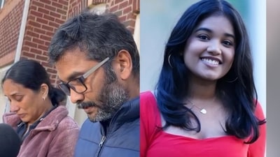 Sudiksha Konanki (R) and her parents Sreedevi Konanki (L) and Subbarayudu Konanki (Centre). (Screengrab ) Sudiksha Konanki (R) and her parents Sreedevi Konanki (L) and Subbarayudu Konanki (Centre). (Screengrab )