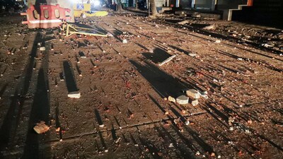 Nagpur violence: Stones lay scattered on a street after a clash broke out between two groups at the Mahal area. (ANI) Nagpur violence: Stones lay scattered on a street after a clash broke out between two groups at the Mahal area. (ANI)