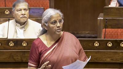 Union finance minister Nirmala Sitharaman speaks in the Rajya Sabha during the Budget session of Parliament on Tuesday. (ANI) Union finance minister Nirmala Sitharaman speaks in the Rajya Sabha during the Budget session of Parliament on Tuesday. (ANI)