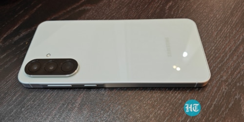 The Samsung Galaxy A56 5G features a new Linear floating camera design. (Aishwarya Panda-HT) The Samsung Galaxy A56 5G features a new Linear floating camera design. (Aishwarya Panda-HT)