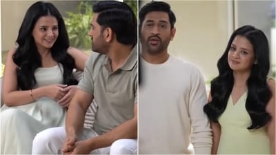 Sakshi and MS Dhoni dazzled in coordinated pastel outfits during a recent ad shoot. (Instagram/@manav.manglani) Sakshi and MS Dhoni dazzled in coordinated pastel outfits during a recent ad shoot. (Instagram/@manav.manglani)