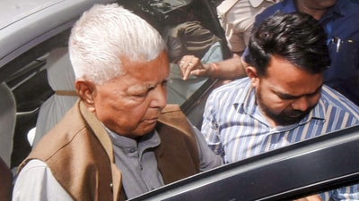 RJD chief Lalu Prasad Yadav appeared before the Enforcement Directorate today for questioning in connection with the land-for-jobs money laundering case (Aftab Alam Siddiqui/ANI) RJD chief Lalu Prasad Yadav appeared before the Enforcement Directorate today for questioning in connection with the land-for-jobs money laundering case (Aftab Alam Siddiqui/ANI)