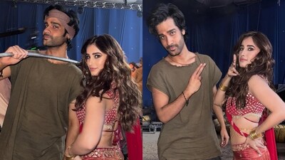 Aaman Devgan and Rasha Thadani on Azaad set Aaman Devgan and Rasha Thadani on Azaad set