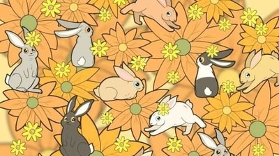 An optical illusion challenges users to spot a hidden carrot among colourful rabbits and flowers. (X/@piedpiperlko) An optical illusion challenges users to spot a hidden carrot among colourful rabbits and flowers. (X/@piedpiperlko)