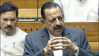 Minister of earth sciences Jitendra Singh speaks in the Lok Sabha on Wednesday. (Sansad TV) Minister of earth sciences Jitendra Singh speaks in the Lok Sabha on Wednesday. (Sansad TV)