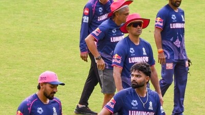 Rajasthan Royals players and support staff during a practice session (PTI) Rajasthan Royals players and support staff during a practice session (PTI)