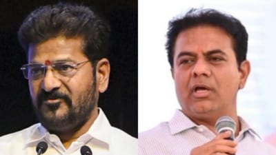 BRS leader KTR questioned Telangana CM Revanth Reddy over the state's ₹71,000 crore revenue shortfall. (PTI) BRS leader KTR questioned Telangana CM Revanth Reddy over the state's ₹71,000 crore revenue shortfall. (PTI)
