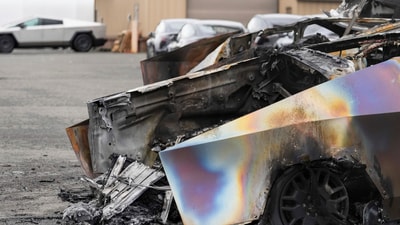 A Tesla car facility in Las Vegas was burnt, with US attorney general Pam Bondi claiming it was an act of "domestic terrorism" (AP file photo)