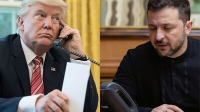 US President Donald Trump and Ukrainian President Volodymyr Zelenskyy have begun their call. (AFP) US President Donald Trump and Ukrainian President Volodymyr Zelenskyy have begun their call. (AFP)