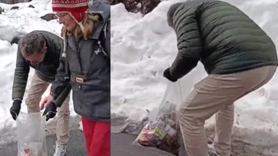 Two Danish tourists cleaned litter in North Sikkim, inspiring internet. (Instagram/sikkimdiariescom)