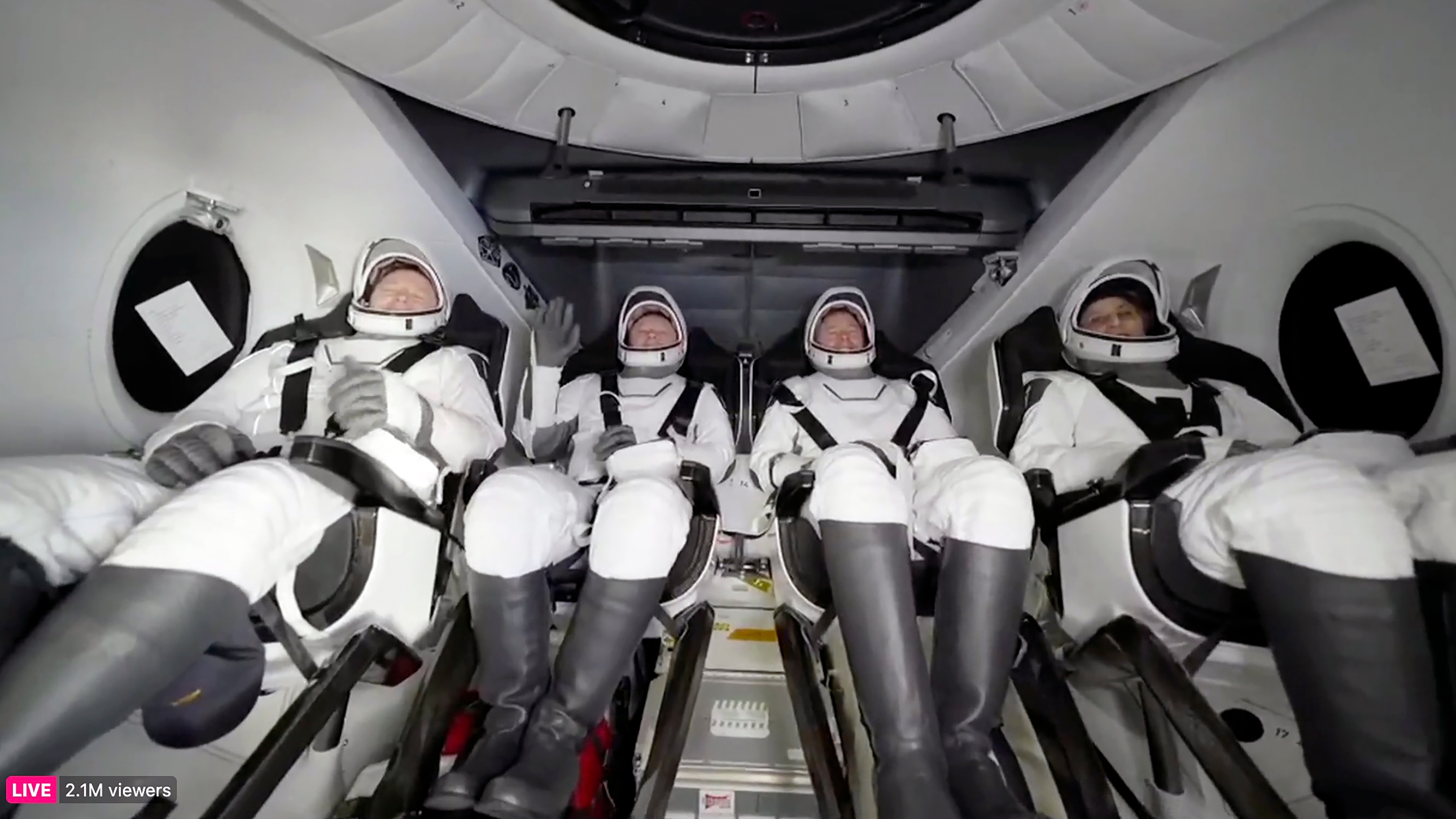 This image taken from video released by SpaceX shows, from left, NASA's Butch Wilmore, Russia’s Alexander Gorbunov, NASA’s Nick Hague, and NASA's Suni Williams wait to exit the SpaceX capsule after splashing down, Tuesday, March 18, 2025. (SpaceX via AP) (AP) This image taken from video released by SpaceX shows, from left, NASA's Butch Wilmore, Russia’s Alexander Gorbunov, NASA’s Nick Hague, and NASA's Suni Williams wait to exit the SpaceX capsule after splashing down, Tuesday, March 18, 2025. (SpaceX via AP) (AP)