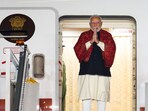 **EDS: IMAGE VIA PMO** New Delhi: Prime Minister Narendra Modi, after his visit to Kuwait, arrives at the airport in New Delhi, Sunday, Dec. 22, 2024. (PTI Photo) (PTI12_23_2024_000025B) **EDS: IMAGE VIA PMO** New Delhi: Prime Minister Narendra Modi, after his visit to Kuwait, arrives at the airport in New Delhi, Sunday, Dec. 22, 2024. (PTI Photo) (PTI12_23_2024_000025B)