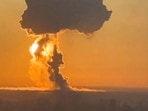 A view of smoke rising from Engels airbase, in the course of Russia-Ukraine conflict, in Engels, Saratov Region, Russia,