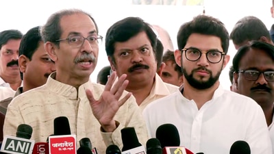 Shiv Sena (UBT) leader Uddhav Thackeray interacts with media in Mumbai. (ANI ) Shiv Sena (UBT) leader Uddhav Thackeray interacts with media in Mumbai. (ANI )
