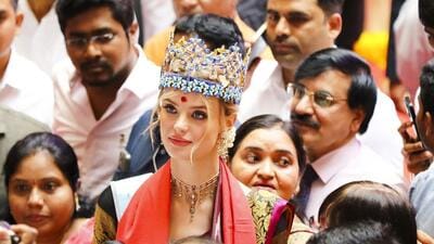 Miss World 2024 Krystyna Pyszkova during a pre-event of the 72nd Miss World pageant, in Hyderabad, on Thursday (PTI) Miss World 2024 Krystyna Pyszkova during a pre-event of the 72nd Miss World pageant, in Hyderabad, on Thursday (PTI)