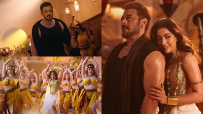 Salman Khan and Rashmika Mandanna in stills from Sikandar. Salman Khan and Rashmika Mandanna in stills from Sikandar.