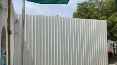 Tin sheets and wire fencing were placed on two sides of the structure, and a circular fence will also be installed around the tomb. (ANI)