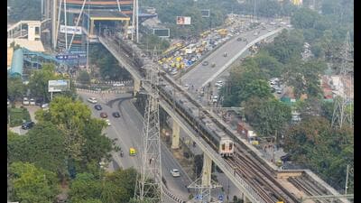 The Gurugram Metro Rail Limited will construct a metro station next to the Millennium City metro station in Gurugram. (HT PHOTO) The Gurugram Metro Rail Limited will construct a metro station next to the Millennium City metro station in Gurugram. (HT PHOTO)