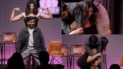 Vivek Samtani was lifted for squats by Arshi Rehman. Vivek Samtani was lifted for squats by Arshi Rehman.