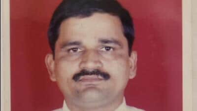 When the fire broke out, the driver Janardan Humbardekar had jumped from the bus while it was still in motion. The vehicle proceeded driverless for some 200 metres before it crashed into a tree. (HT PHOTO) When the fire broke out, the driver Janardan Humbardekar had jumped from the bus while it was still in motion. The vehicle proceeded driverless for some 200 metres before it crashed into a tree. (HT PHOTO)