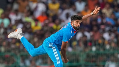 Mohammed Siraj bowls (PTI)