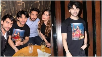 Veer Pahariya wears 3 Van Cleef bracelets to Rasha Thadani's party. Veer Pahariya wears 3 Van Cleef bracelets to Rasha Thadani's party.