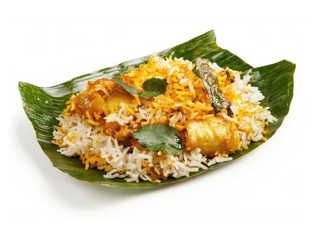 Donne biryani comes in a leaf or basket and is made with meat, chicken, and occasionally lamb. (ADOBE STOCK) Donne biryani comes in a leaf or basket and is made with meat, chicken, and occasionally lamb. (ADOBE STOCK)