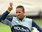 Australia's Usman Khawaja prepares to bat during a practice session. Australia's Usman Khawaja prepares to bat during a practice session.