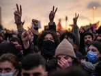 People shout slogans as they march to protest against the arrest of Istanbul Mayor Ekrem Imamoglu, in Istanbul, Turkey,
(AP Photo/Khalil Hamra) People shout slogans as they march to protest against the arrest of Istanbul Mayor Ekrem Imamoglu, in Istanbul, Turkey,
(AP Photo/Khalil Hamra)
