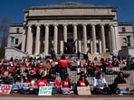 Students stage a walk-out protest at Columbia University’s Low Library steps to condemn the presence of U.S. Immigration Customs Enforcement (ICE) agents on campus and call for the release of Mahmoud Khalil in New York City,  U.S., March 11, 2025. 